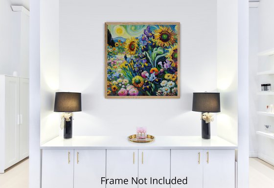 Sunflowers and Irises
