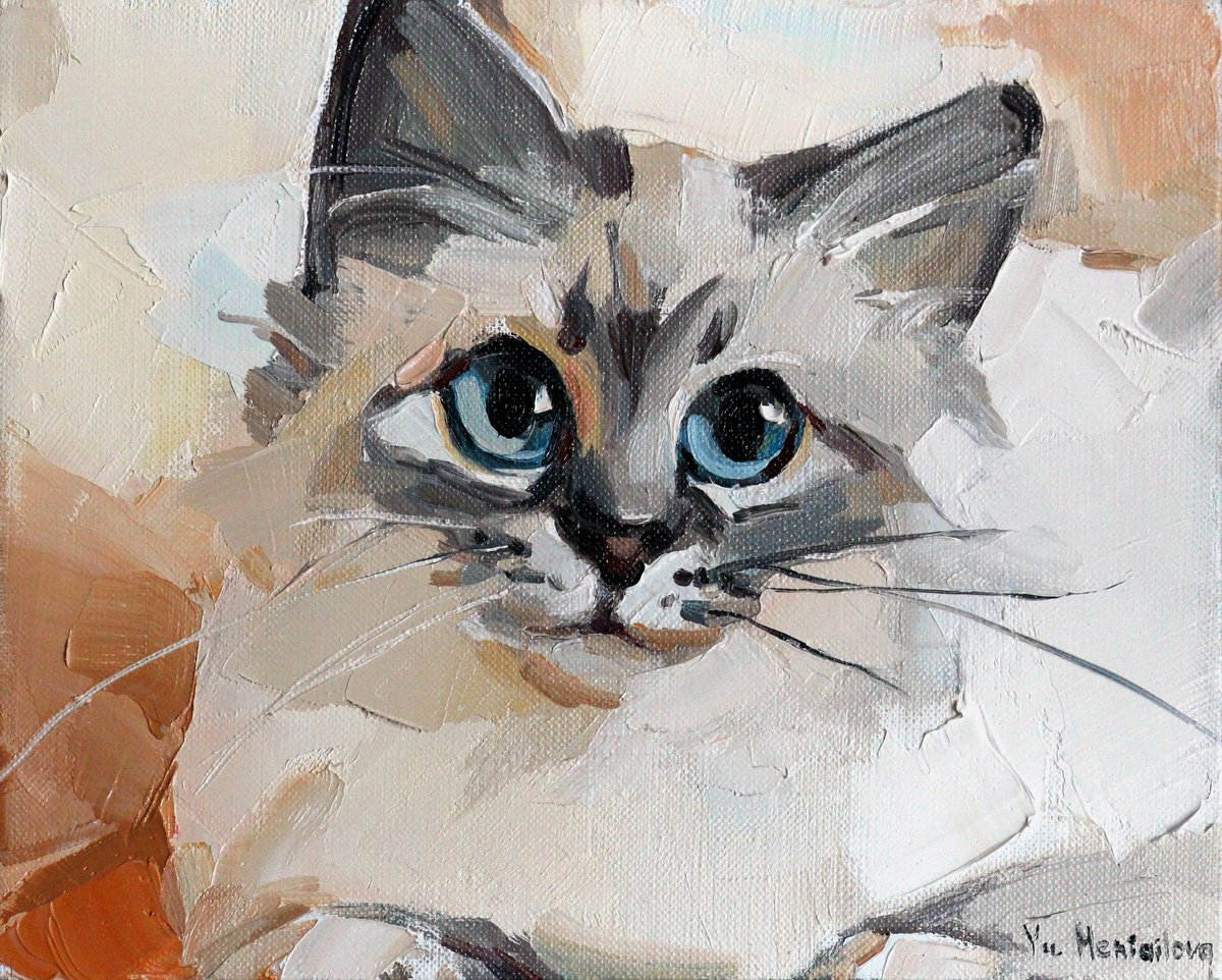 Cat - Animals art - Original painting by Yuliia Meniailova
