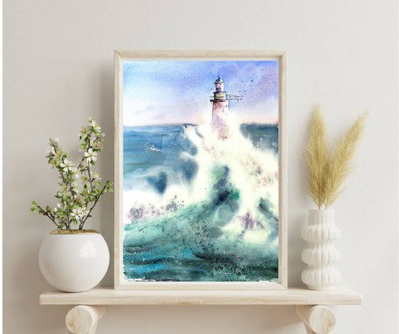 Lighthouse in Breaking wave