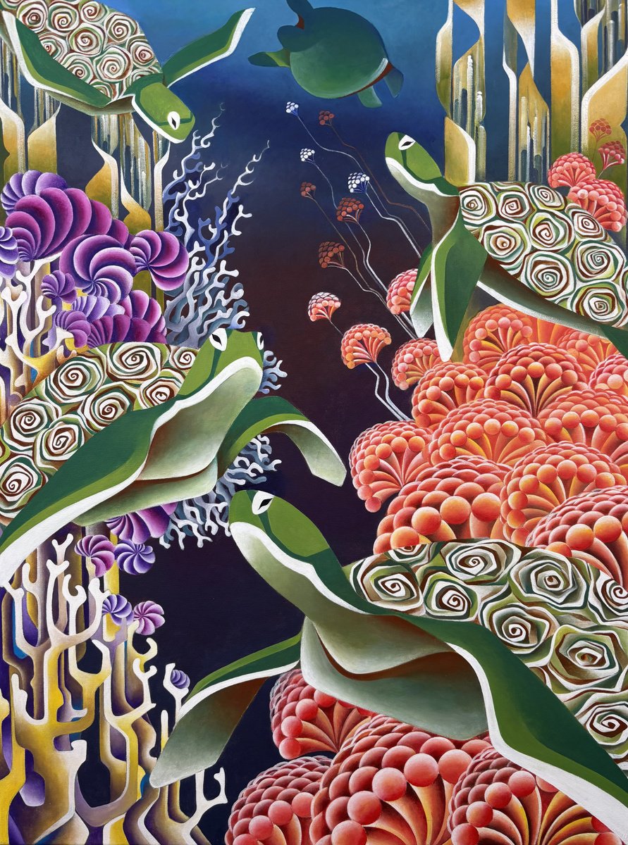 Acrylic Painting , Under The Sea By Kristina Saudinyte, 24 X 31, Artwork For Sale On Artfinder