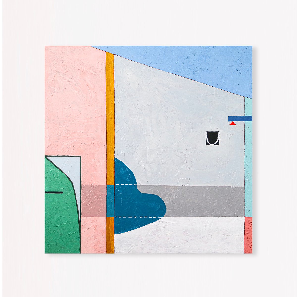 Abstract Acrylic Painting By Hyunah Kim, 40 X 40, Blue Chair, Original Artwork