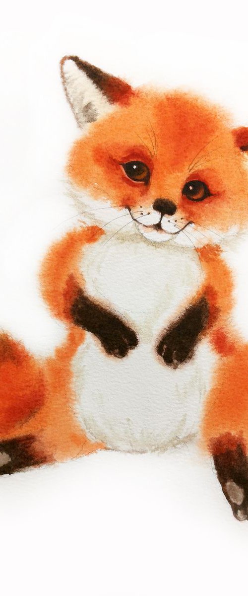 Adorable Baby Fox #1 - Fox Nur by Olga Beliaeva Watercolour