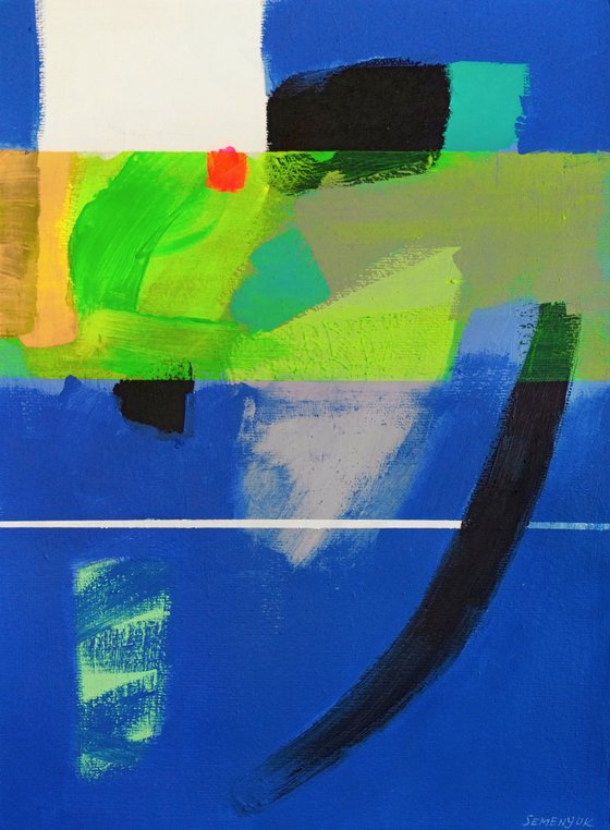 Ultramarine and Green Abstract