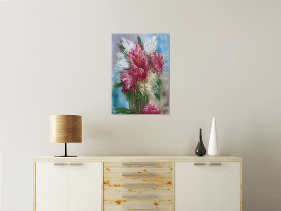 Abstract flowers(50x70cm, oil painting, palette knife)