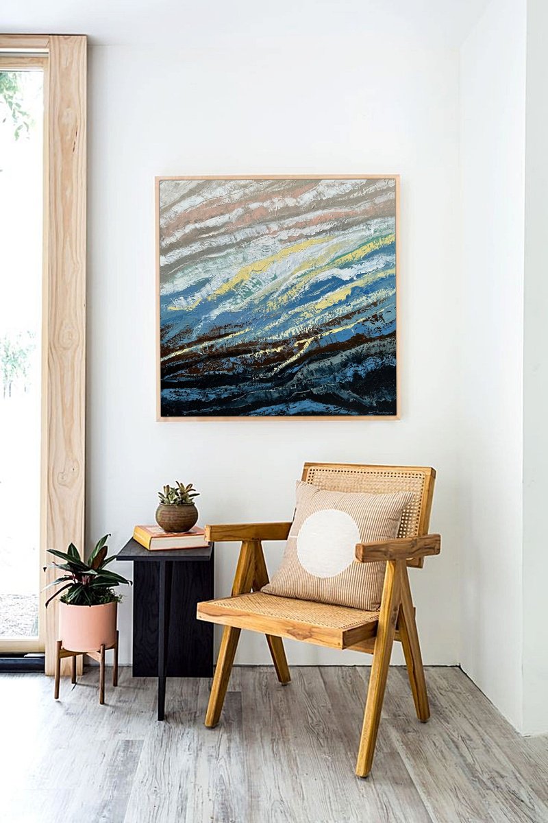 Abstract Oil Painting By Tigran Mamikonyan, 31 X 31", Untitled A8 80i?80Cm, Original Artwork