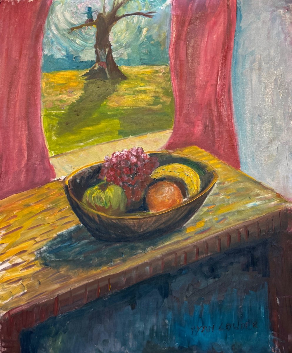 Impressionistic Still Life Oil Painting By Ryan Louder, 31 X 39", Climbing Trees On A Summer Day, Original Artwork