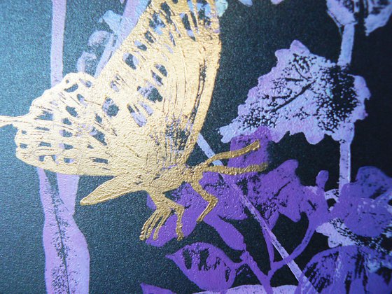 Flora and fauna on black Russian cardstock (#2)