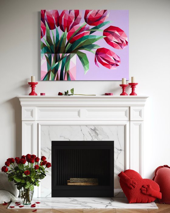 RED TULIPS IN A VASE