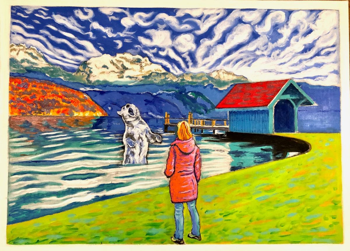 Expressive Landscape Oil Painting By Susan Stewart, 39 X 28", "Mystic Light", Original Artwork