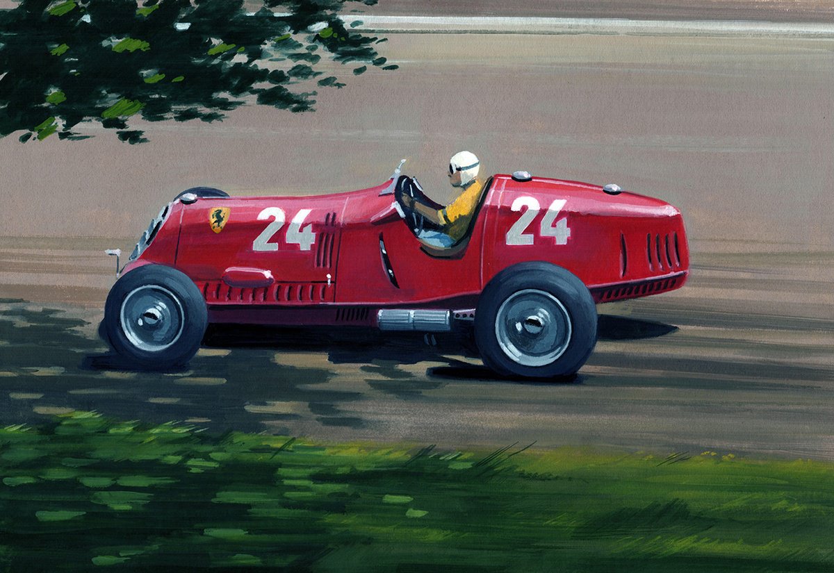 Transport Painting By Martin Tomlinson, 19 X 15", Nuvolari / Alfa Romeo - 1936, Original Artwork