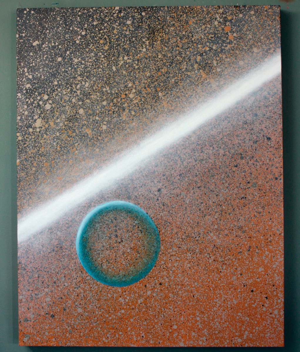 Organic Abstract Painting By Giuseppe Pastore, 28 X 35, Orizzonte Degli Eventi, Original Artwork