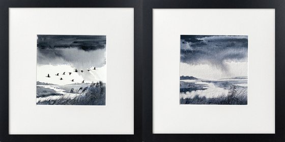 Two marshes views framed