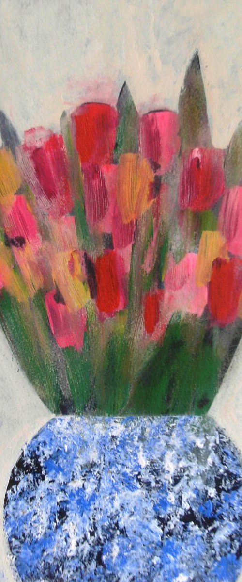 Mixed Tulips in Ginger Jar by Jan Rippingham