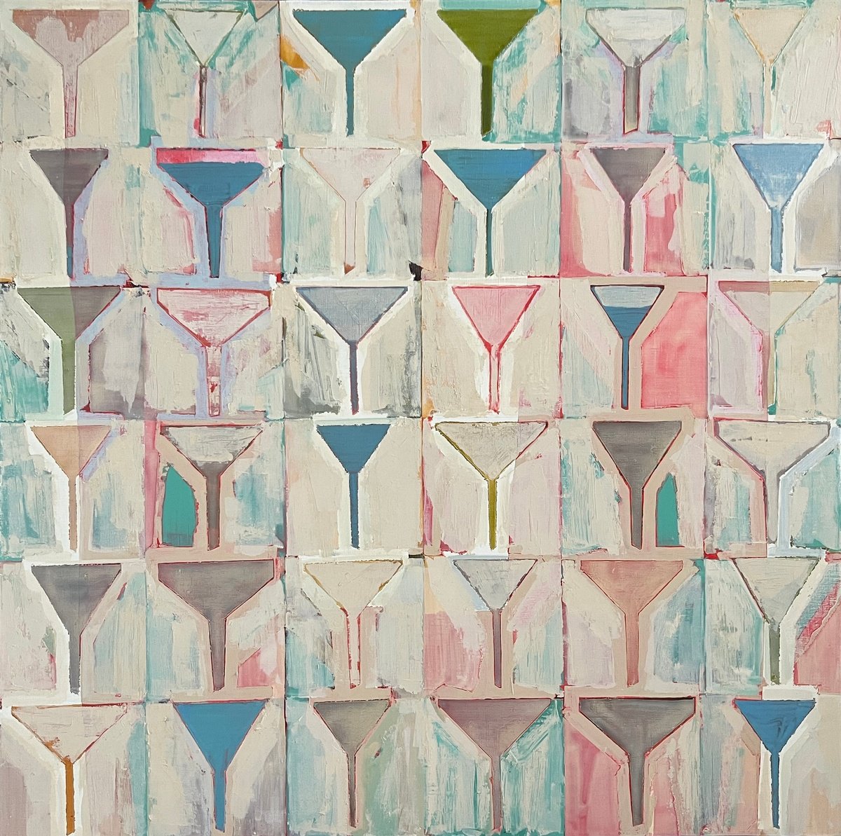 Geometric Abstract Oil Painting By Florina Breazu, 51 X 51, From Empty To Empty, Original Artwork