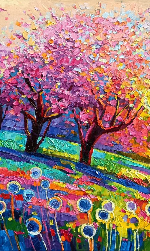Cherrys trees under the warm light by Vanya Georgieva