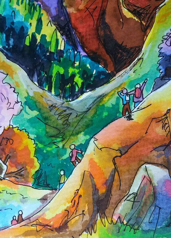 Pen and watercolours - 'Buzzards Reach'