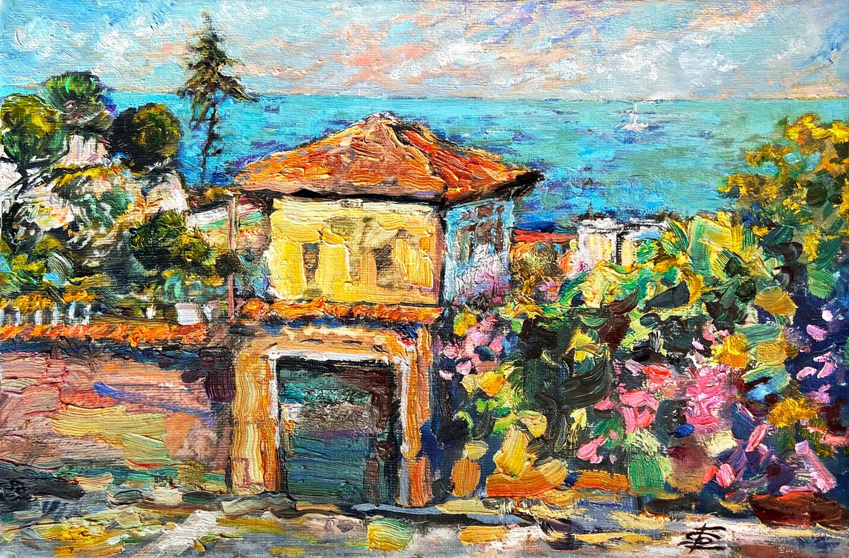 Impressionistic Landscape Oil Painting By Elvira Sesenina, 12 X 8, Morning In Montan, Original Artwork