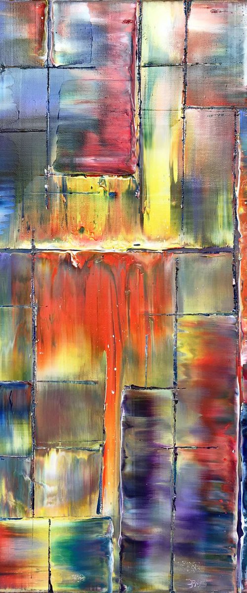 "Tipping Point" - Original Highly Textured PMS Abstract Oil Painting On Canvas - 24" x 24" by Preston M. Smith (PMS)