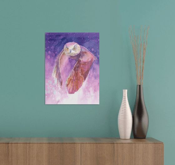 BUBO BUBO OWL original watercolor 30X40