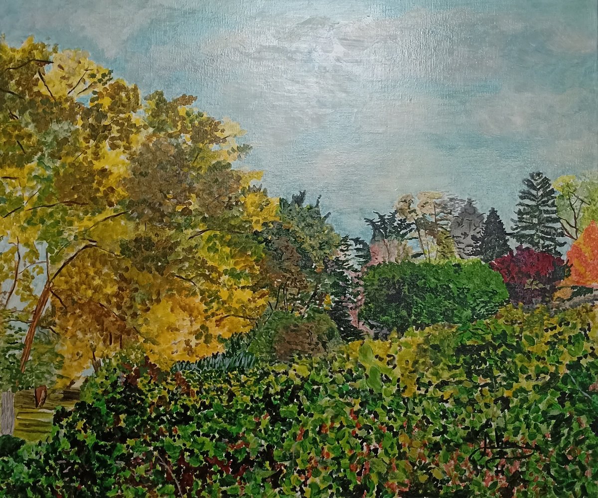 Impressionistic Landscape Oil Painting By Isabelle Lucas, 23 X 20, In The Vineyard, Original Artwork