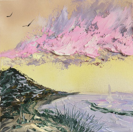 Rainbow clouds sunset 30x30cm