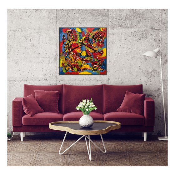 Abstract Canvas Art, Wall Art Abstract, Modern Art Abstract, Abstract Wall Decor, Abstract Painting,  Square Wall Art , Painting on Canvas,