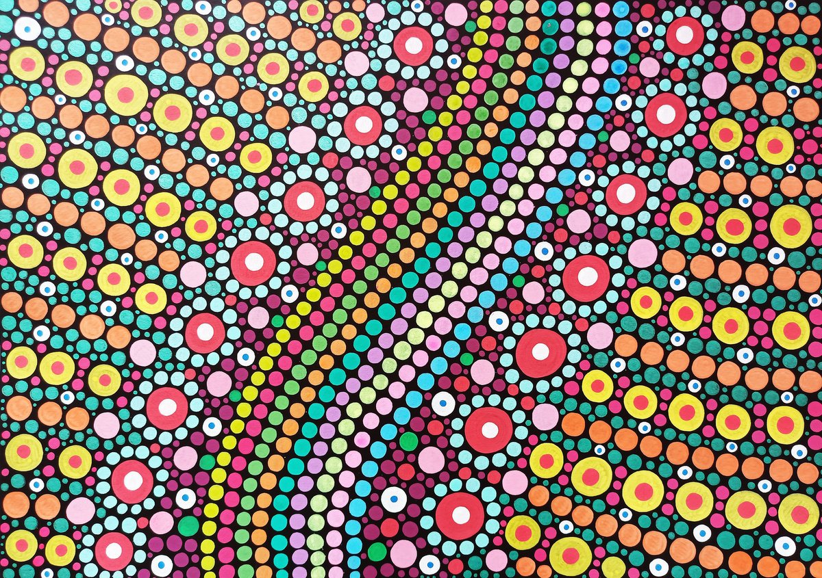 Organic Abstract Acrylic Painting By Veronika Demenko, 17 X 11", Organic Geometry N.29, Original Artwork