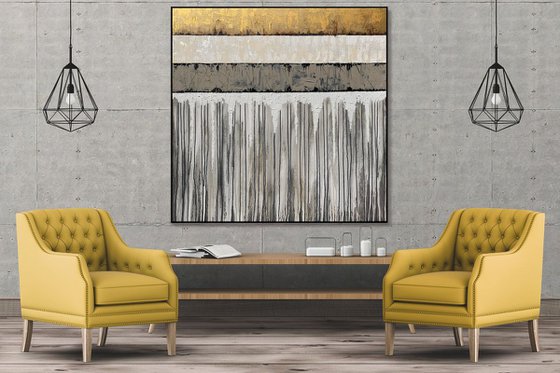 Courage - XL LARGE, GOLD ABSTRACT ART – EXPRESSIONS OF ENERGY AND LIGHT. READY TO HANG!