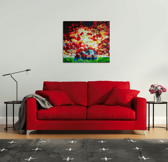 A unique day (80x90cm, cubism, oil painting, ready to hang)