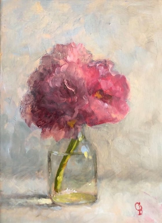My Little Pink Flowers Still Life Oil Painting