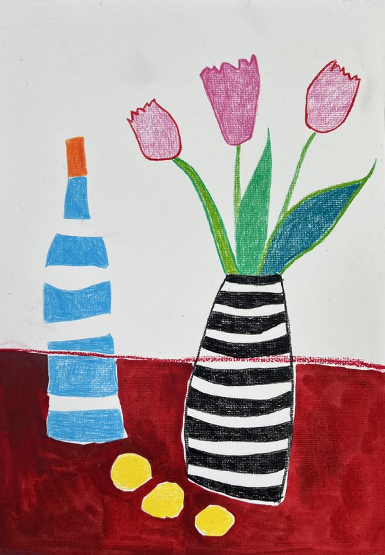Pink Tulips with Wine Lemons