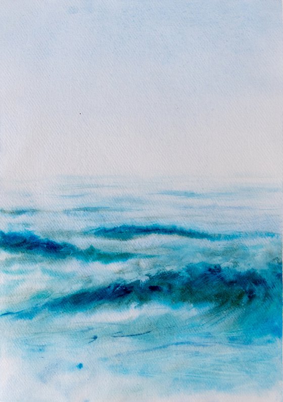 "Ocean Diary, August 23rd, 2019" mixed-media painting