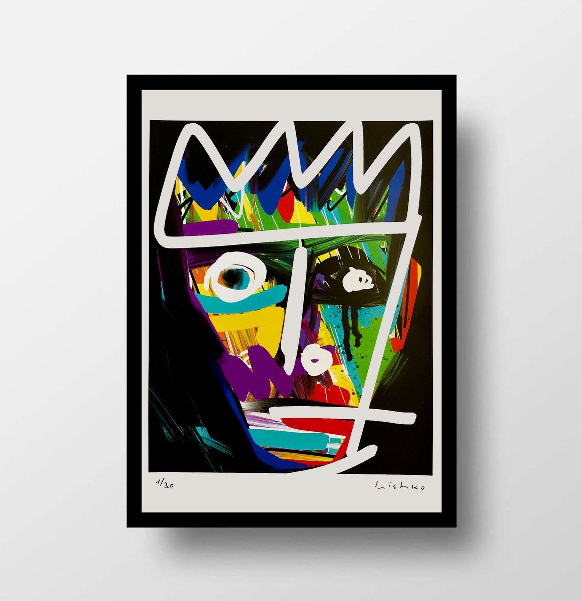 Expressive Portrait Giclee Print By V. Lishko, 8 X 12", Portrait, Original Artwork