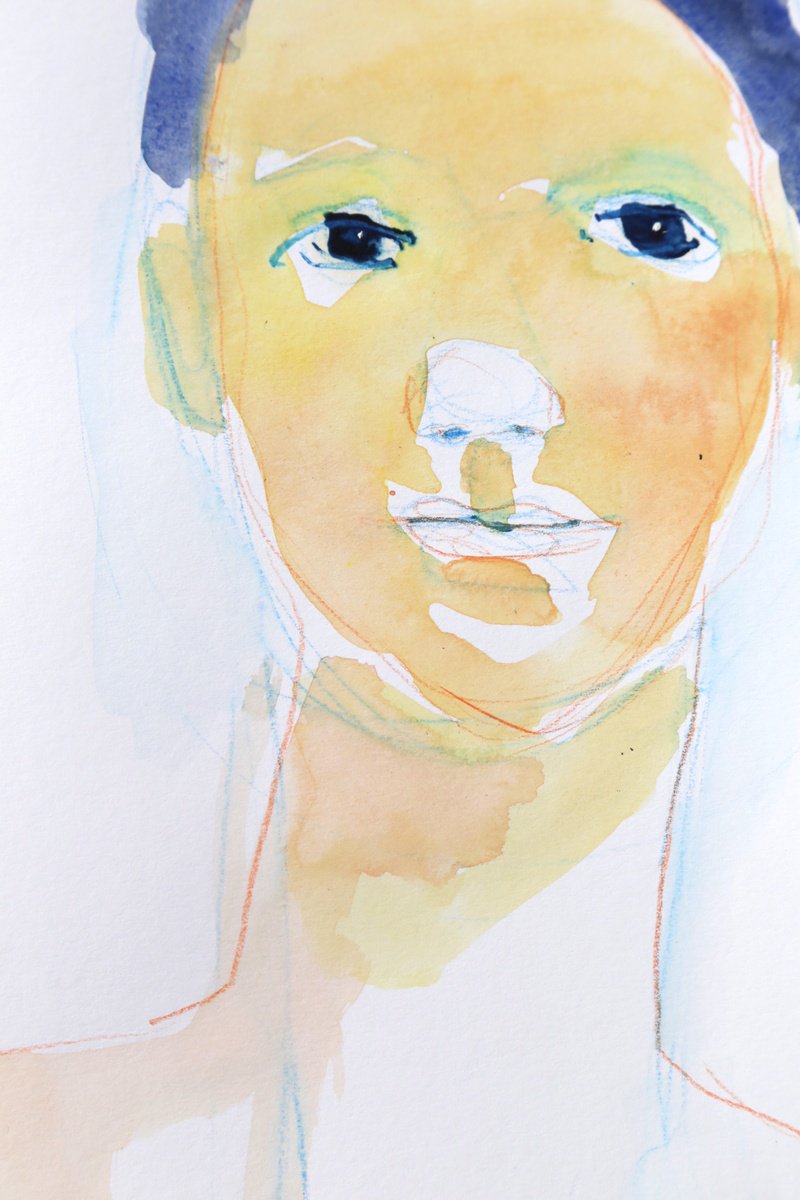Impressionistic Portrait Watercolour By Francesca Candito, 22 X 30, Create Crystals, Original Artwork