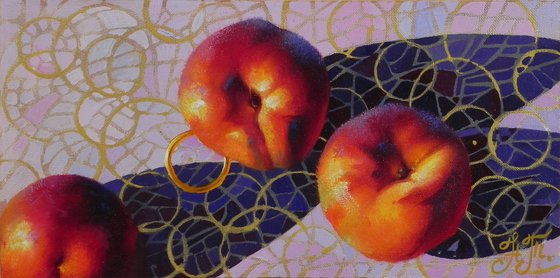 "Peaches" Original art Bright Home Wall Decor