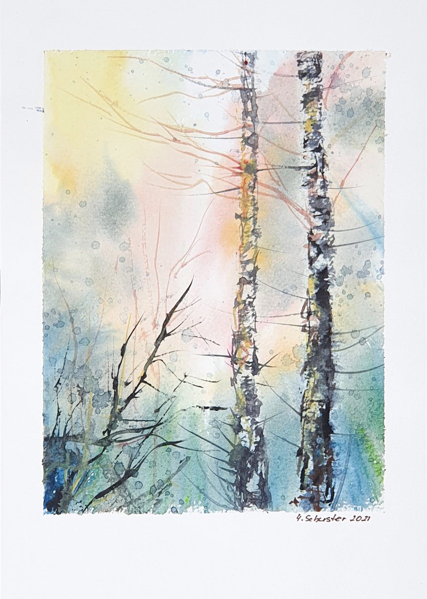 10/20 ORIGINAL WATERCOLOR painting. Trees series by Yulia Schuster