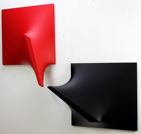 Italian style (series) diptych of extroflections in acrylic and fabric on mdf and wood