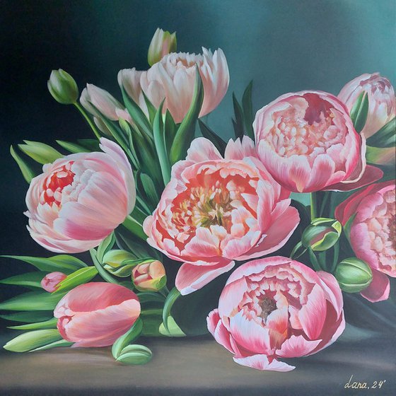 Peonies and tulips