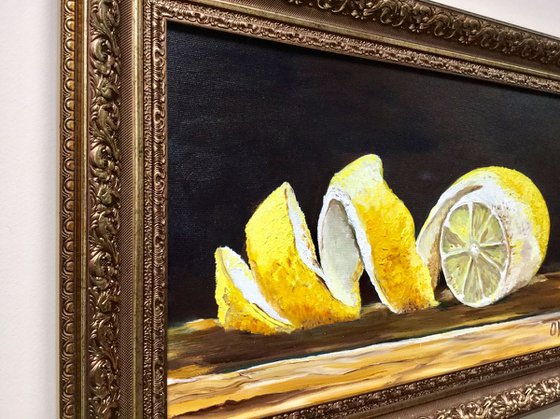 Peeled lemons. Still life