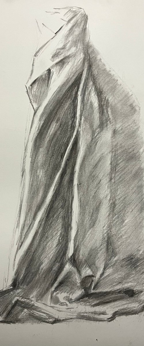 Clothes original charcoal drawing by Roman Sergienko