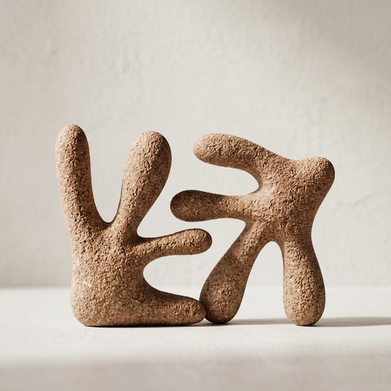 Leaf Book End Sculptures - Earth Brown Stone