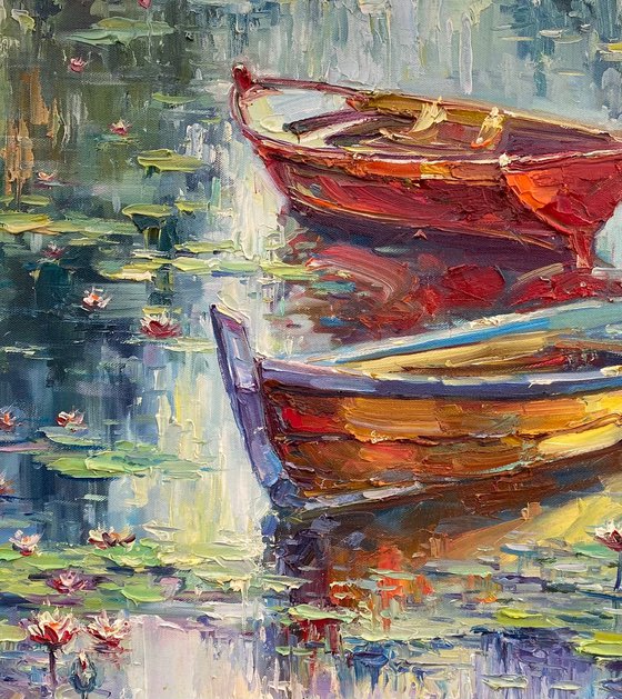 "Morning Water-Lilies"original oil painting by Artem Grunyka