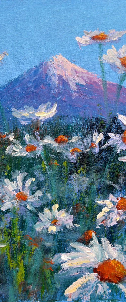 Japanese meadow daisies 30X24 by Elena Lukina