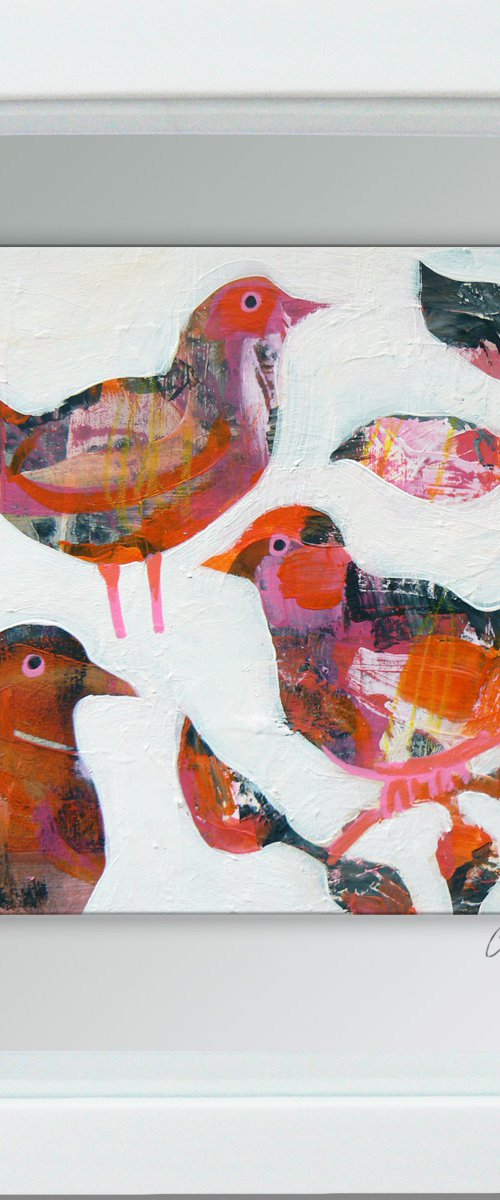 Framed ready to hang original painting - Fine feathered friends #10 by Carolynne Coulson