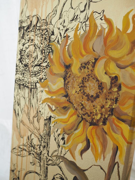 Sunflowers on gold