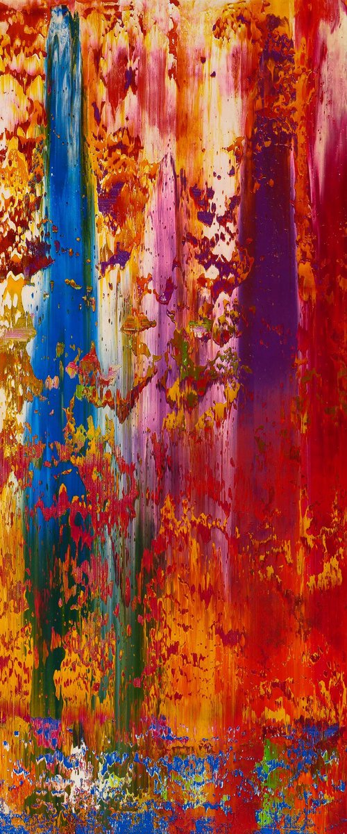 60x50 cm | 23,5x19,5″ Red Purple abstract painting Original canvas art by Vadim Shamanov