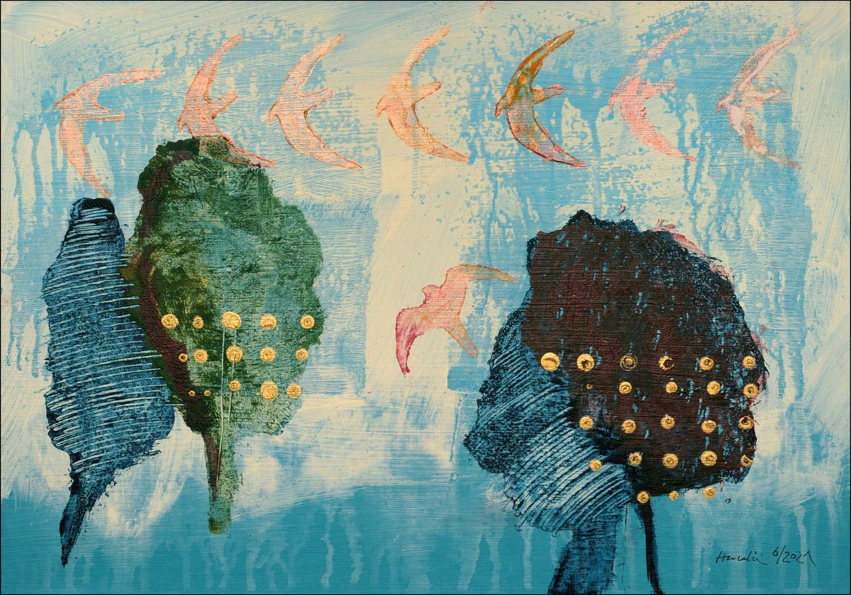 Landscape Acrylic Painting By Jiri Havlik, 20 X 14, Spring, Original Artwork