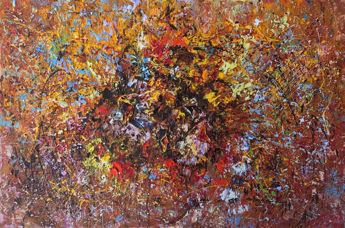 Abstract Oil Painting By Diana Malivani, 35 X 24, Fowler, Original Artwork