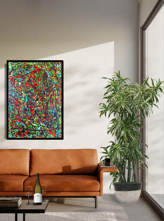 SUMMER, Pollock style, framed Acrylic painting by Tomaž Gorjanc - Tomo ...