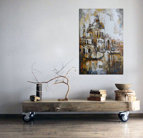 Painting Magic place Venice, original abstract cityscape